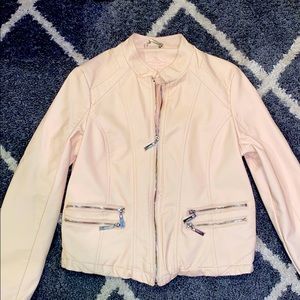 Faux pink leather jacket